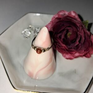 Artisan Wire Wrapped Ring w/ Goldstone (Silvertone)